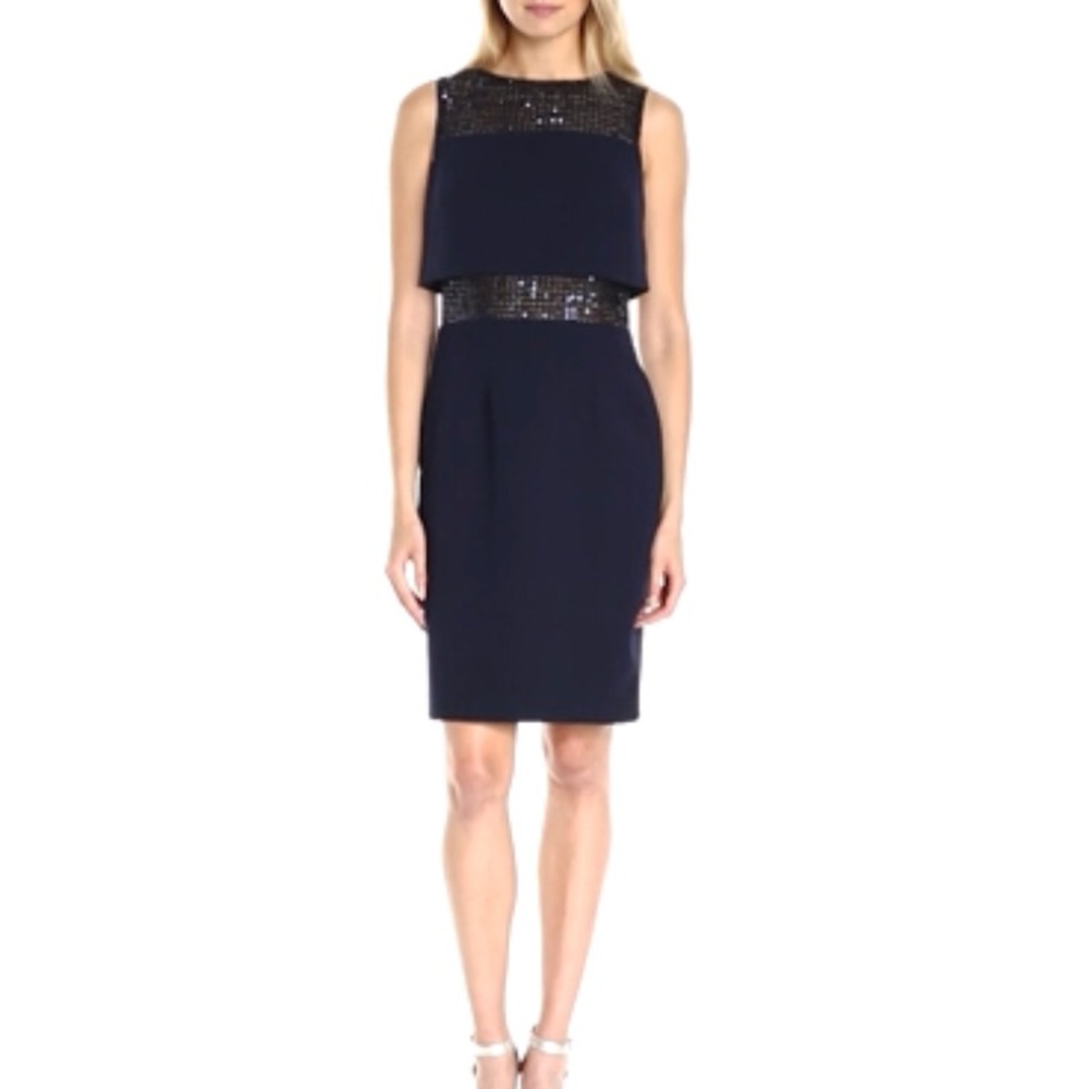 Calvin Klein Embellished neck/waist Sheath Dress